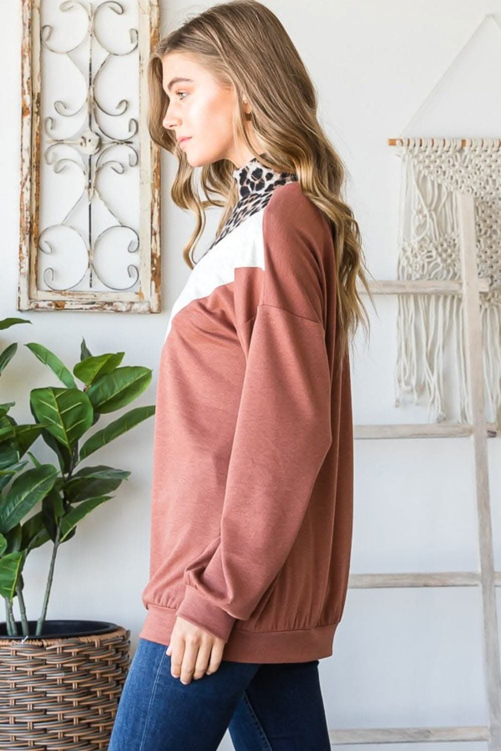 Heimish leopard print quarter zip sweatshirt - Love Salve